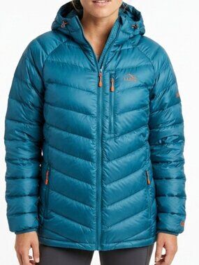 NWT LL Bean Ultralight 850 Down Hooded Women's XL Tall Teal Jacket